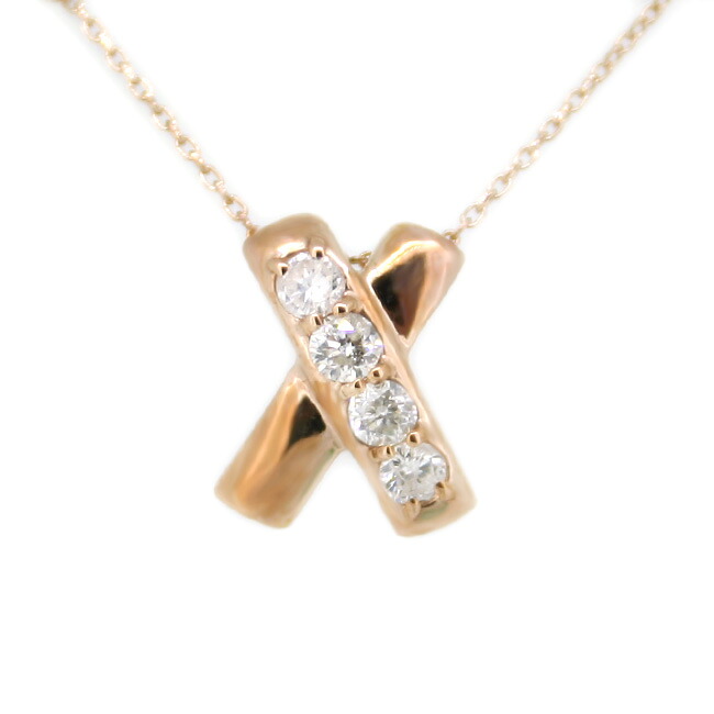 【新生活SALE】ネックレス レディース K10PG ピンクゴールド ダイヤモンド 0.2ct キス （Ｘ） クロス ファッション ジュエリー ペンダント PN3335PG【送料無料】【SS5】【在庫あり】【ラッピング袋無料】【メッセージカード無料】【新生活 ギフト プレゼント】【限定1点】