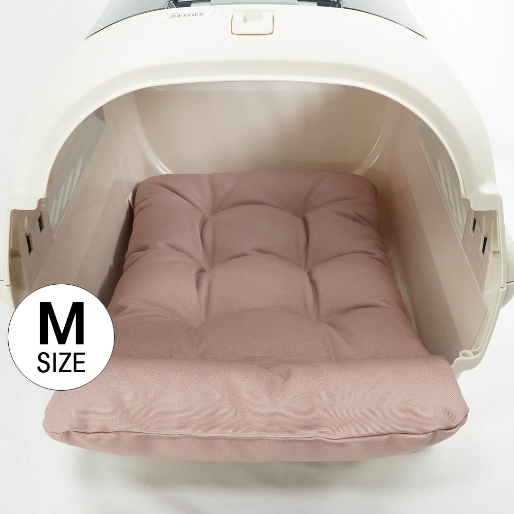 あごのせ縁無しクッション 丈夫な9.5号帆布 くすんだピンク Mサイズ / ヘレンズ ペットベッド 犬 猫 リッチェル キャンピングキャリー クレートマット クレートクッション 噛み