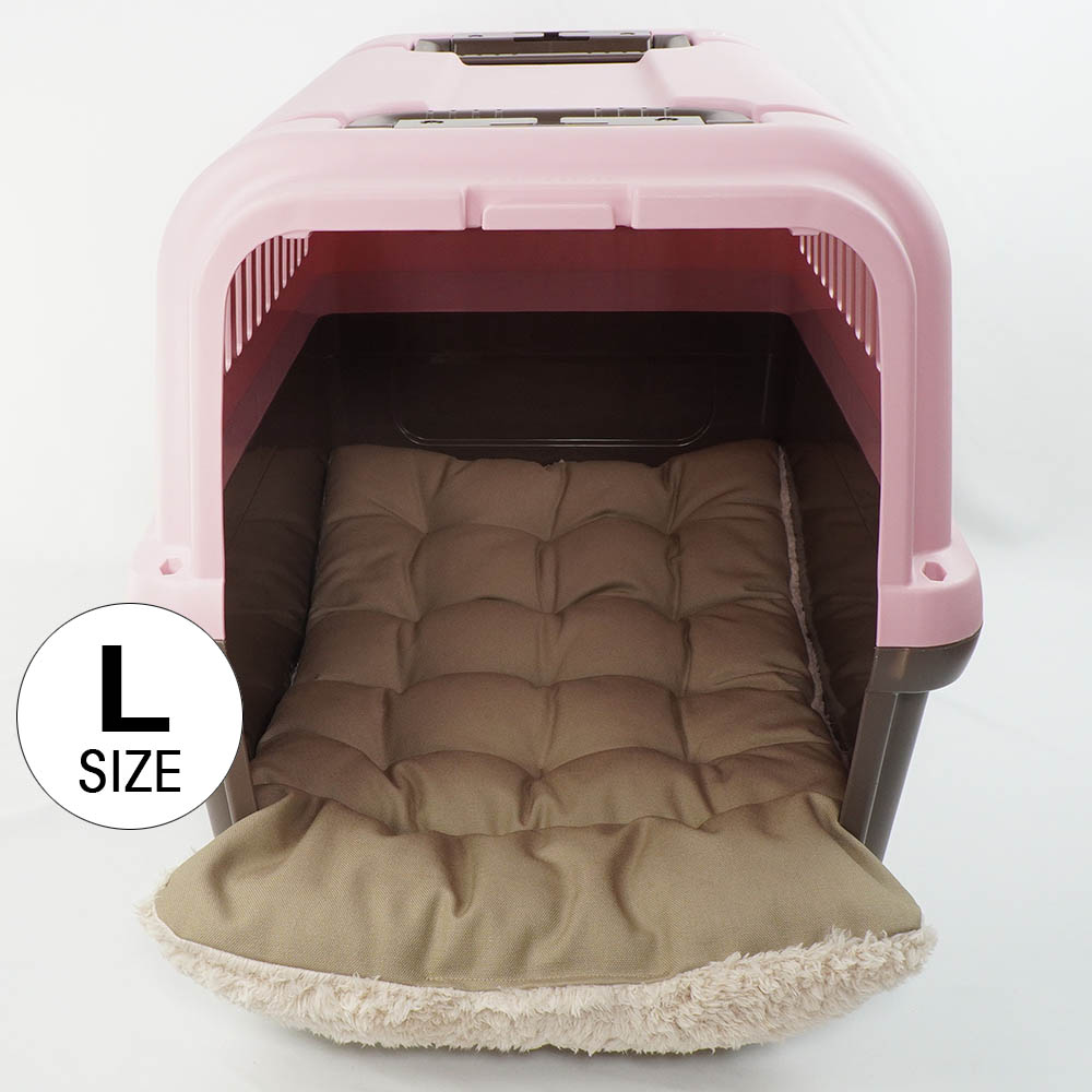 あごのせ縁無しクッション 丈夫な８号帆布生地 モカファー Lサイズ / ヘレンズ ペットベッド 犬 猫 キャンピング ペット クレートマット クレートクッション クレートベッド 噛み