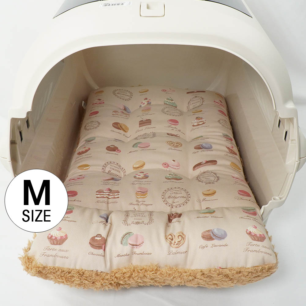 あごのせ縁皆無座布団/クレート座布団 マカロンベージュファーキャメル M大きさ
