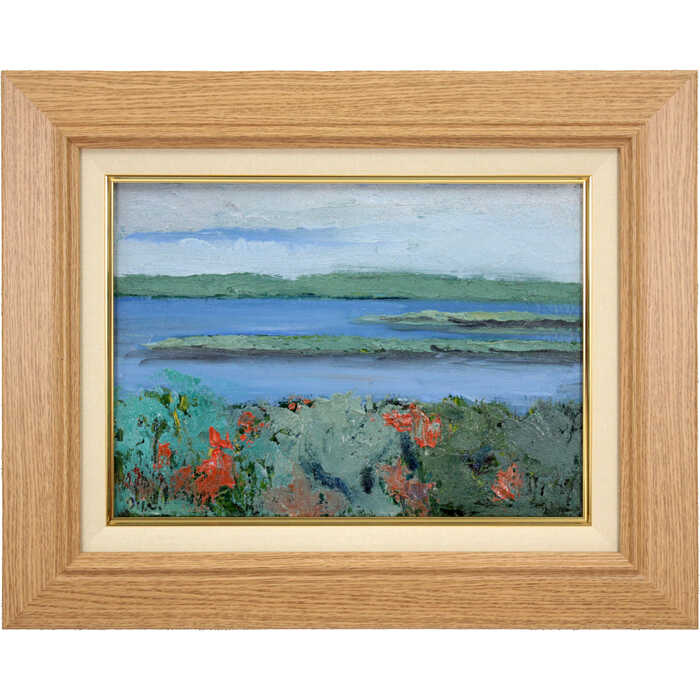 楽天市場】絵画 田中稔 油絵・油彩画 『池畔風景』 建造物 木 池