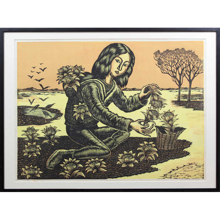 手島 圭三郎『人魚』木版画【真作保証】 絵画 手島 圭三郎『人魚』木版画【真作保証】 絵画