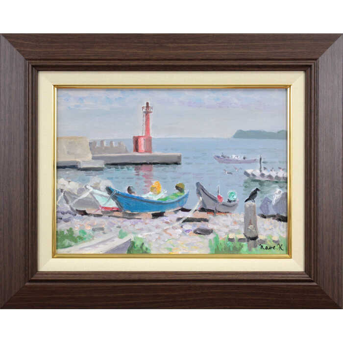 楽天市場】絵画 田中稔 油絵・油彩画 『池畔風景』 建造物 木 池 風景