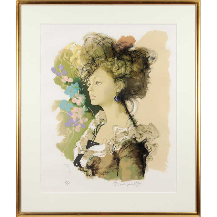 楽天市場】宮永岳彦「 燦 」 (紫のドレス) 色彩銅版画 手彩色【中古