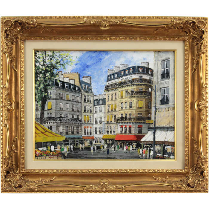 楽天市場】絵画 谷本ためひろ 油絵・油彩画 『パリ下町好日』 人々 街