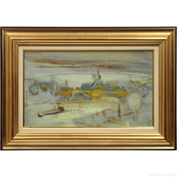 蛯子真理央 油絵・油彩画 『六月・夕暮れのセーヌ』 一点物 絵画|北海道画廊 店