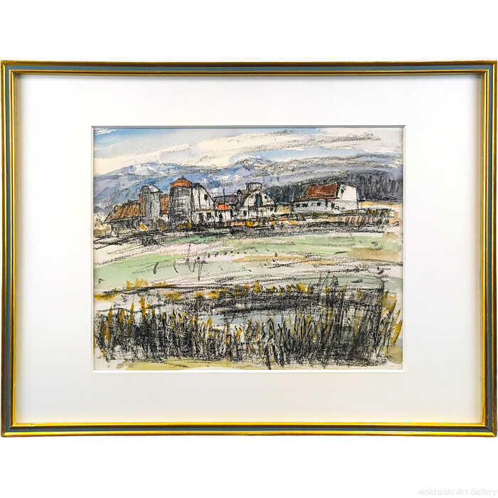 赤穴宏 水彩画 『サイロのある風景』 一点物 絵画｜北海道画廊 店
