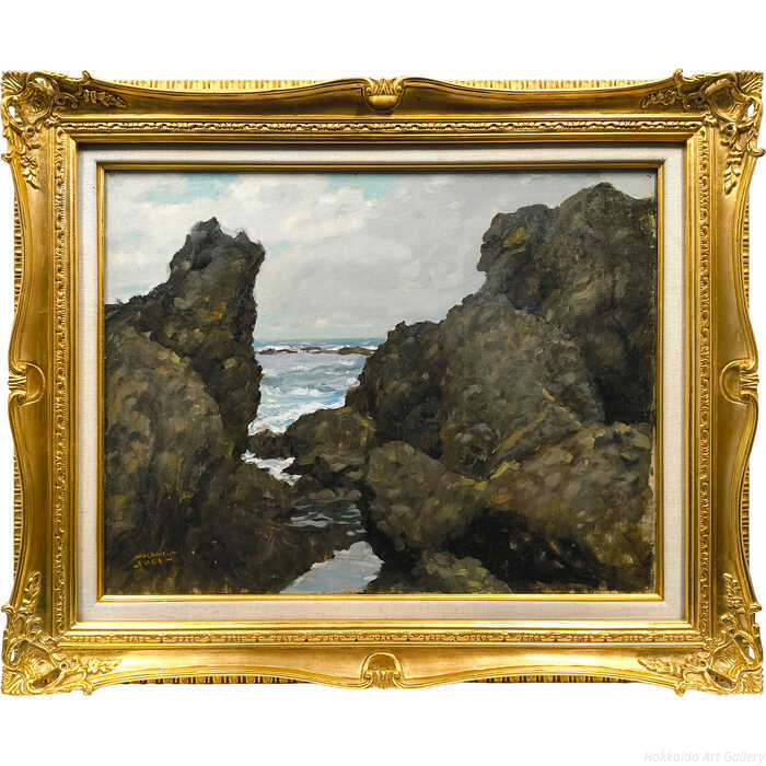 山岸正巳 油絵・油彩画 『海岸』 一点物 絵画｜北海道画廊 店