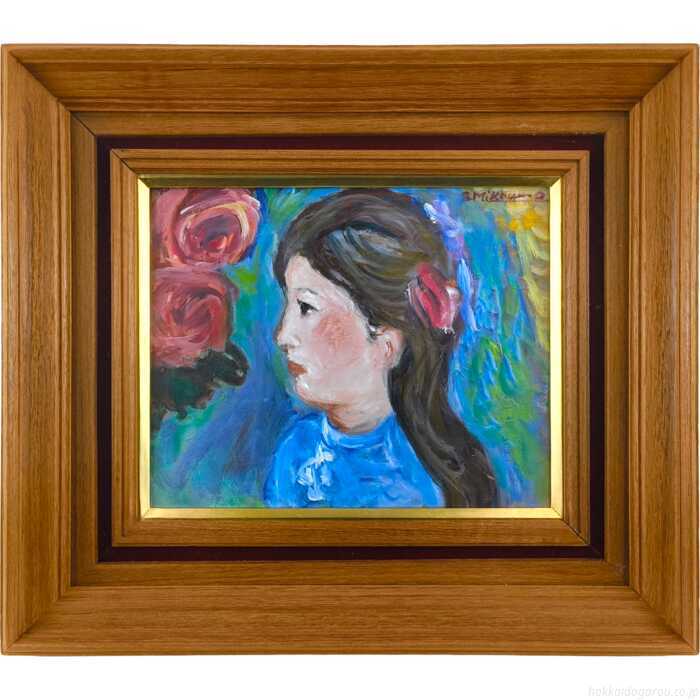 三雲祥之助 油絵・油彩画 『少女とバラ』 一点物 絵画｜北海道画廊 店