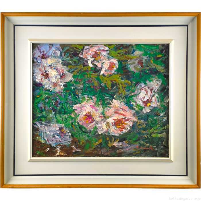坪谷六郎 油絵・油彩画 『ぼたん』 一点物 絵画｜北海道画廊 店