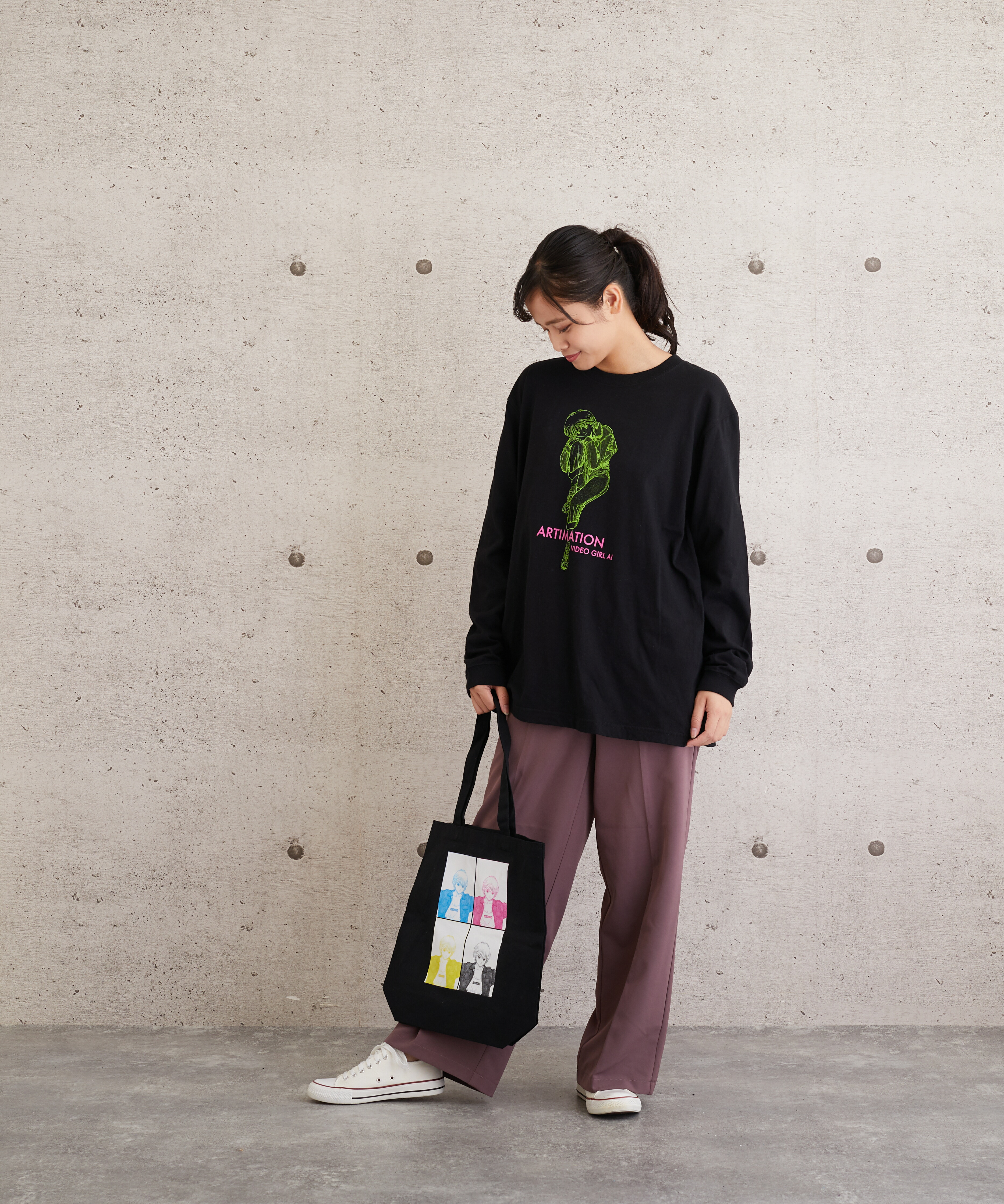 楽天市場 Artimation 電影少女 トートバッグ ブラック トート エコバッグ キャンパス バッグ バック 電影少女 コラボ 個性的 安い 人気 おしゃれ かわいい 可愛い デザイン 女の子 通学 中学生 高校生 女子高生 プレゼント 誕プレ 贈り物 バレンタイン Holiday Lounge