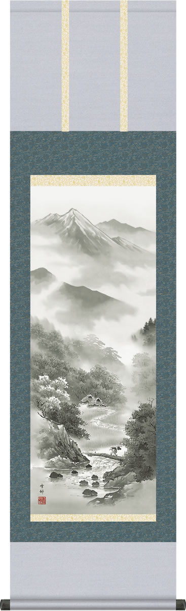 【楽天市場】水墨山水画 掛軸-山河望郷/鈴村秀山(尺三)床の間 和室