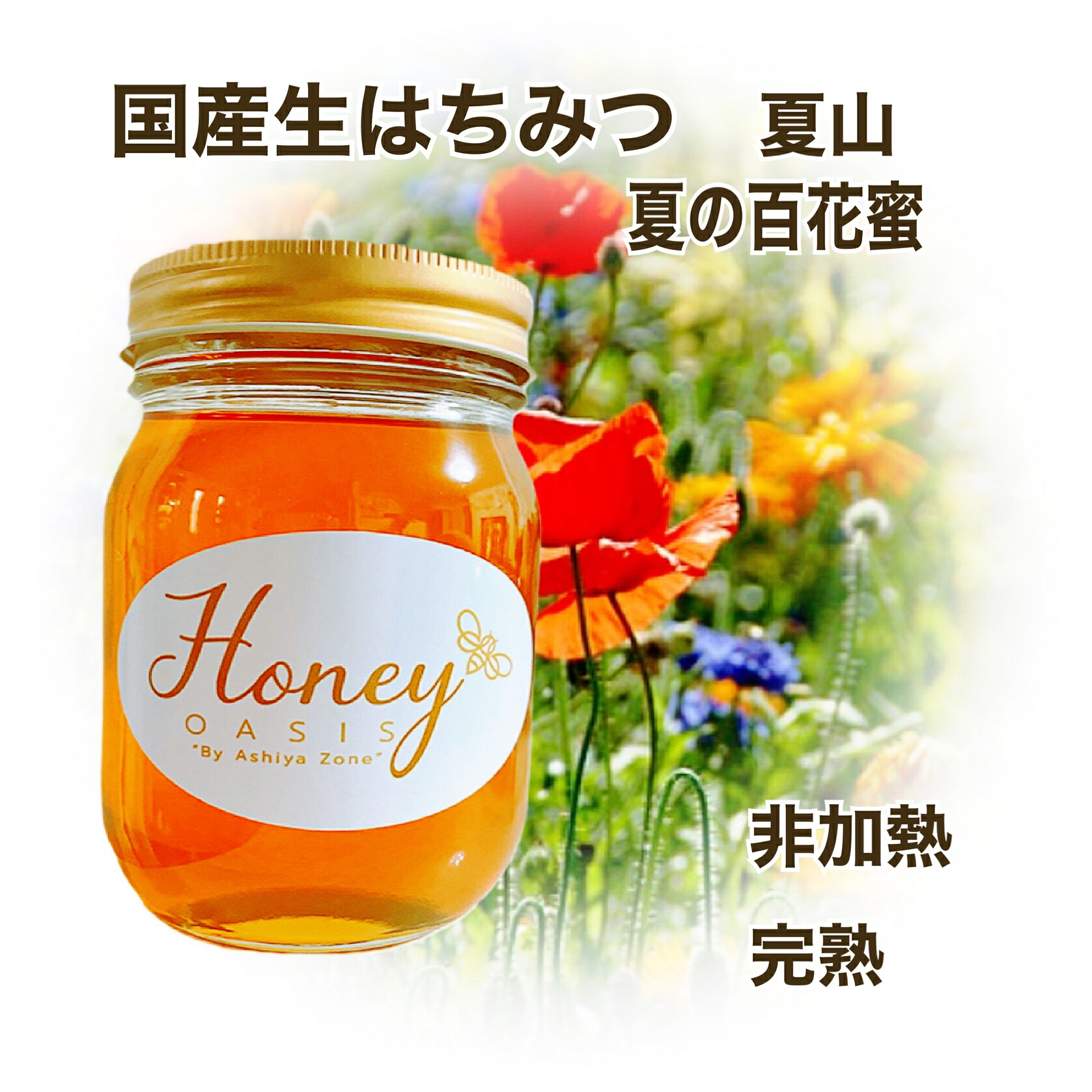 【楽天市場】完熟国産生はちみつ 夏山（夏の百花蜜） 500g はちみはちみつ はちみつ ハニーオアシス 無添加 天然 特選 お取り寄せ 