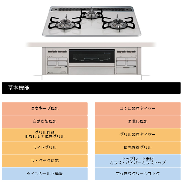 ビルトインコンロ ビルトインガスコンロ パロマ プロパン 都市ガス PD