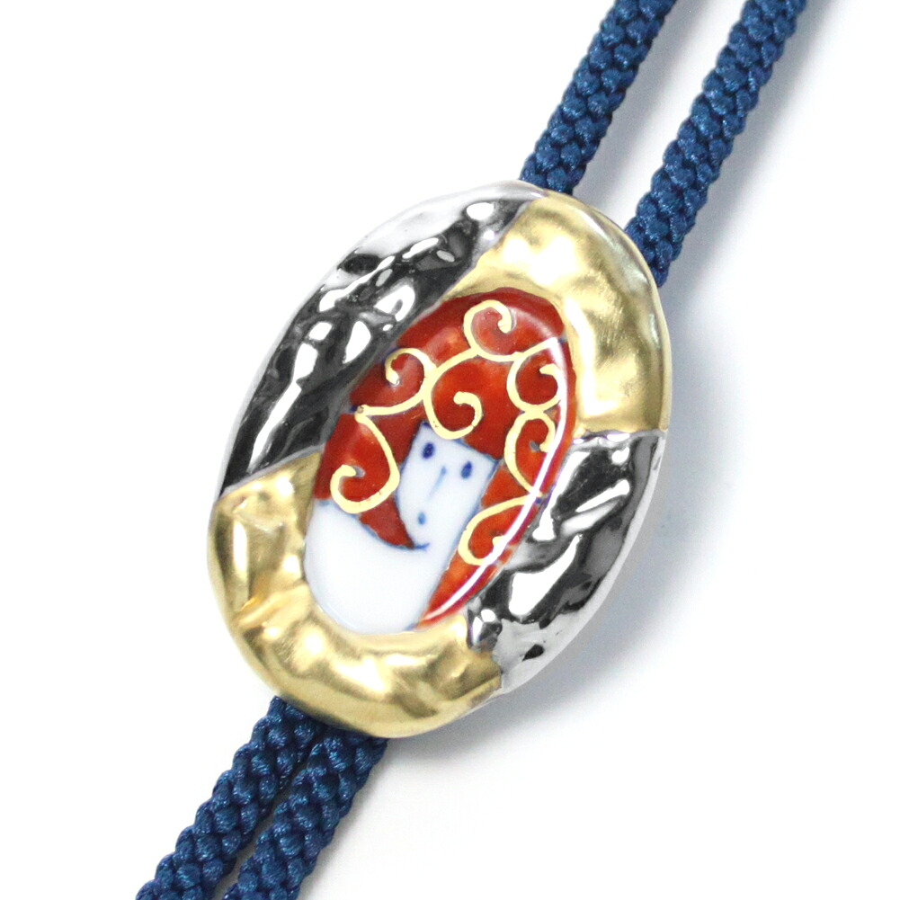 伝統工芸 伊万里焼メンズループタイ【工房限定オリジナル商品】金やプラチナで縁取りした染錦唐草人形文様。【包装選択】【メッセ入力】|陶芸タチカワ