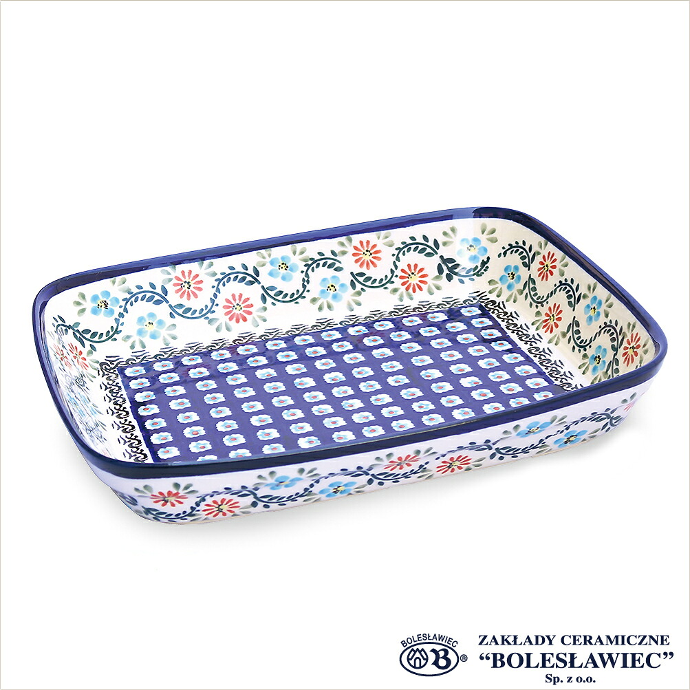 [Zaklady Ceramiczne Boleslawiec/ザクワディ ボレスワヴィエツ陶器]グラタン皿(スクエア)-1145 ポーリッシュポタリー ポーランド陶器