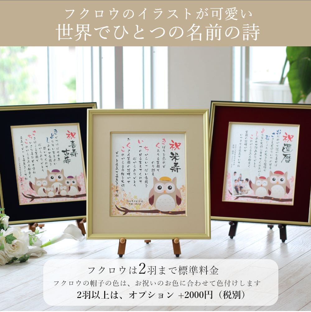 68 Off 名前 詩 ポエム 古希祝い 喜寿祝い 還暦祝い 色紙 額 金婚式 プレゼント 長寿祝い 傘寿祝い 卒寿祝い 白寿祝い 百寿祝い 両親 名前詩 名前ポエム 写真が入る ネームポエム ネームインポエム 名前で詩をつくる あいうえお作文 長寿のフクロウ Fucoa Cl