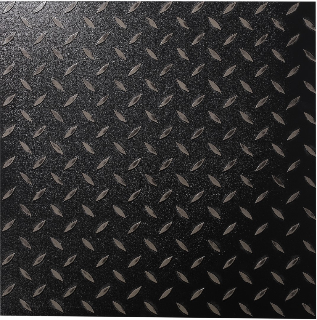 楽天市場】ISL チェッカープレートタイル PVC製縞鋼板 メタルブラック