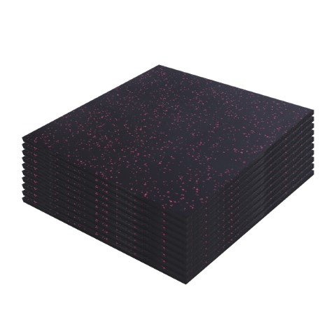 ISL ラバートレーニングマット ブラックxレッドチップ 15mmフラットモデル 50x50cm 40枚セット