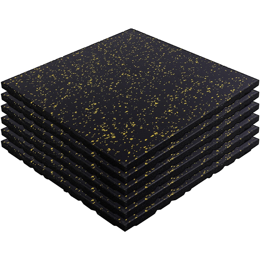 ISL ラバートレーニングマット 黒いことx黄色手当て 25粍 ぼうぜん自失吸いいれる模範例 50x50糎 6枚仕掛ける