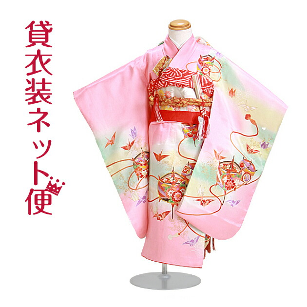 404ag30着物のみ■七五三 七歳 女児 アンティーク着物 桜■状態良好 20kg-2.jpg