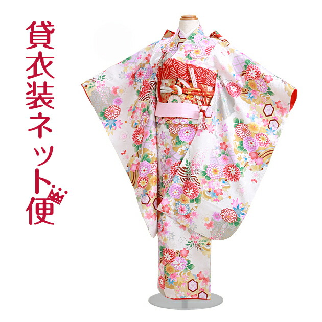 七五三　7歳女の子　花柄着物 カラフル 楽天市場】七五三 着物 7歳 フルセット レンタル 女の子 〔水色