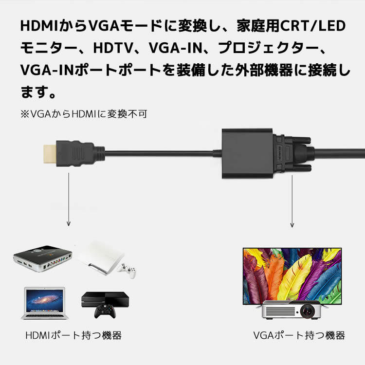 楽天市場 Hdmi To Vga変換ケーブル Hdmiケーブル Ps3 Xbox360 Dvdなど ハイビジョン変換ケーブル 変換アダプター Vgaケーブル 変換ケーブル 1080pサポート イトー商店