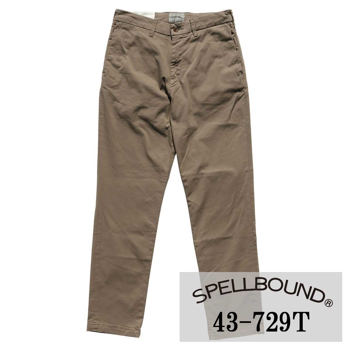 SPELLBOUND:ISKOストレッチチノ・リラクシングトラウザー(カーキグレー):43-729T 28-34 スペルバウンド メンズ イスコ パンツ 裾上げ 岡山