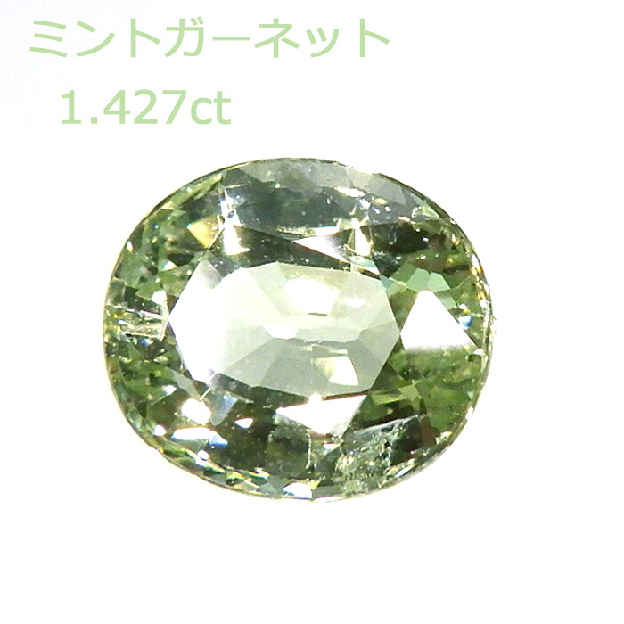 【P2倍+クーポン】【ミントグリーン】 ガーネット 1.427ct ルース オーバルカット 希少 レアストーン 緑 コレクター 裸石 石のみ 返品対応