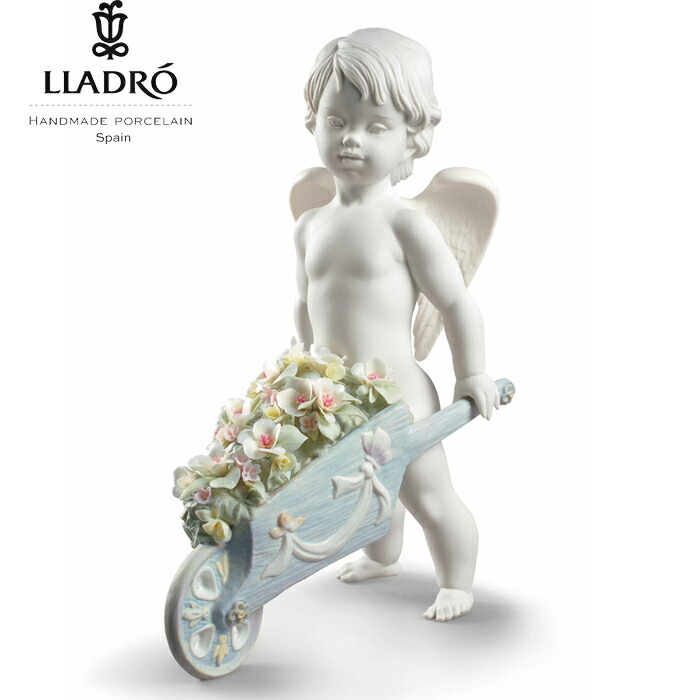 高品質】 花車の天使 LLADRO リヤドロ リアドロ ハート 男の子 天使