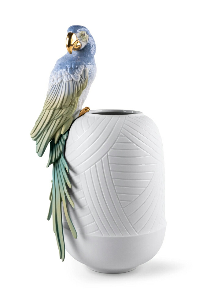 ベース コンゴウインコ LLADROリヤドロ 鳥 花瓶 置物 オブジェ インテリア 磁器 かわいい スペイン プレゼント お祝い 出産 新築 開業 癒し リビング 寝室 事務所 オフィス 【正規品】01009540