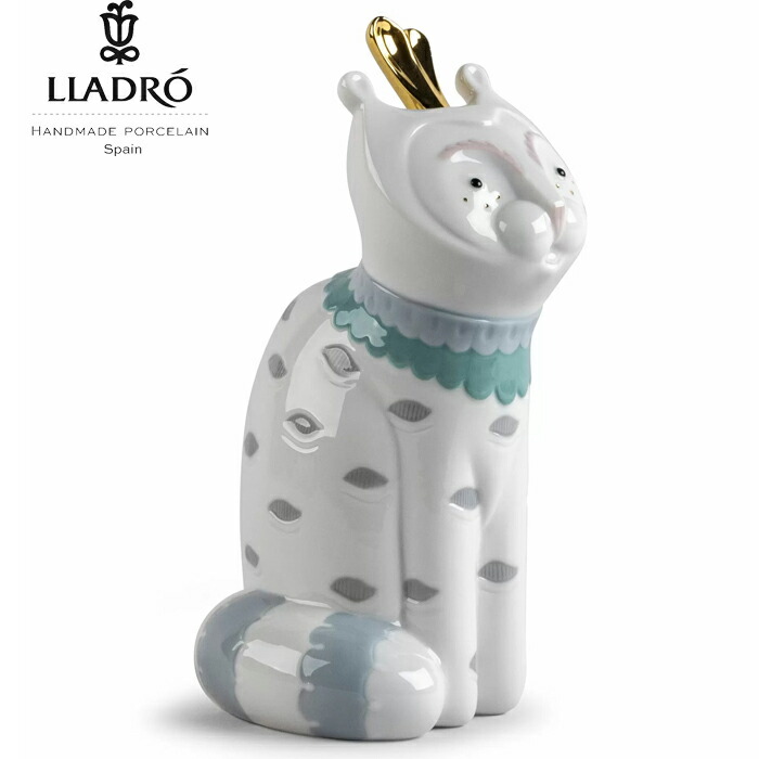 リヤドロ　招き猫　ホワイト LLADRO リヤドロ 招き猫 ホワイト 商売繁盛 置物 01009283