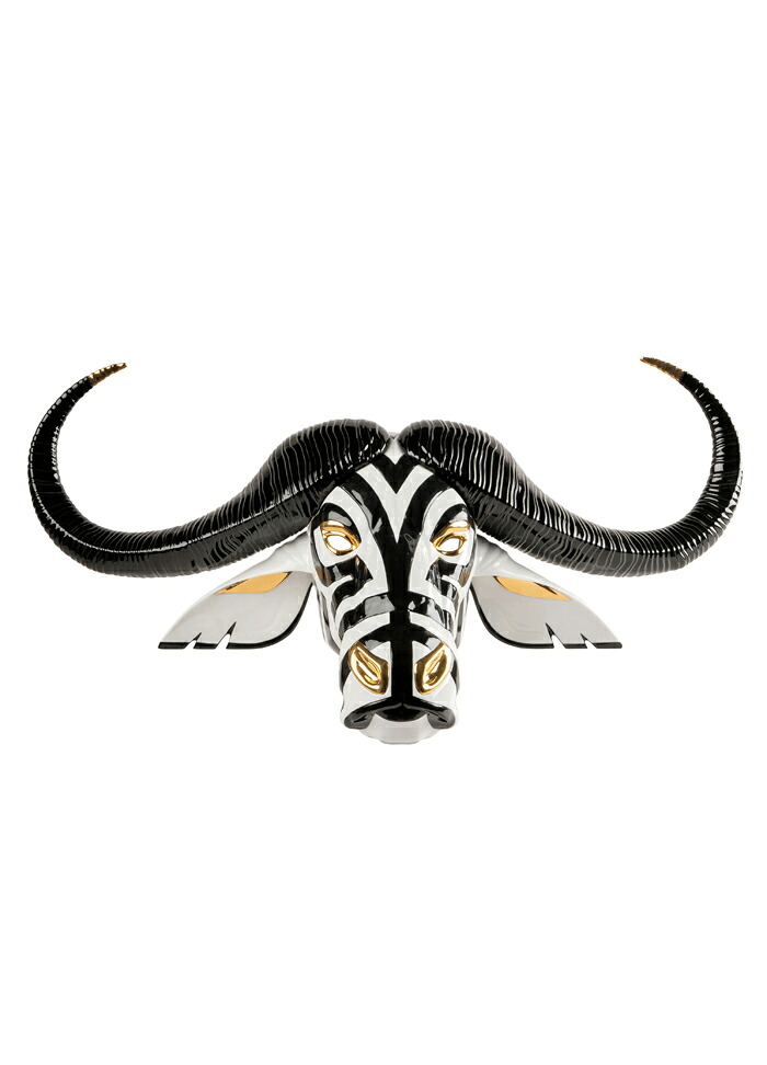 Mask Buffalo Black-Gold LLADRO リヤドロ 緩衝装置置き目 呉牛 フィギュリン  飾りつけ オブジェ 室内装飾あやつり人形 瀬戸もの 愛くるしい エスパニア 差し上げ物 祝賀会 造営 開業 癒し リビング 臥し所 事務室 事務室 【定め事品】01009594