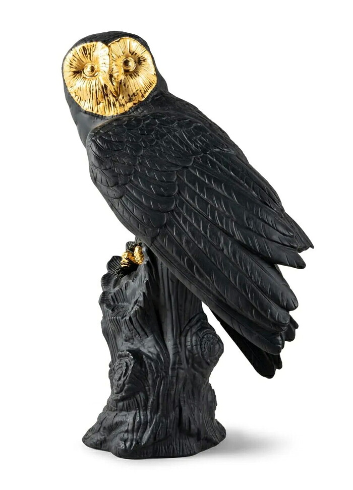 【9/1から値上げ】フクロウ Bold Black Limited Edition LLADRO 限定品 リヤドロ リアル 黒 置物 縁起物 オブジェ インテリア 磁器 かわいい スペイン プレゼント お祝い 出産 新築 開業 癒し リビング 寝室 事務所 オフィス 【正規品】01009692|ジュエリー うらら