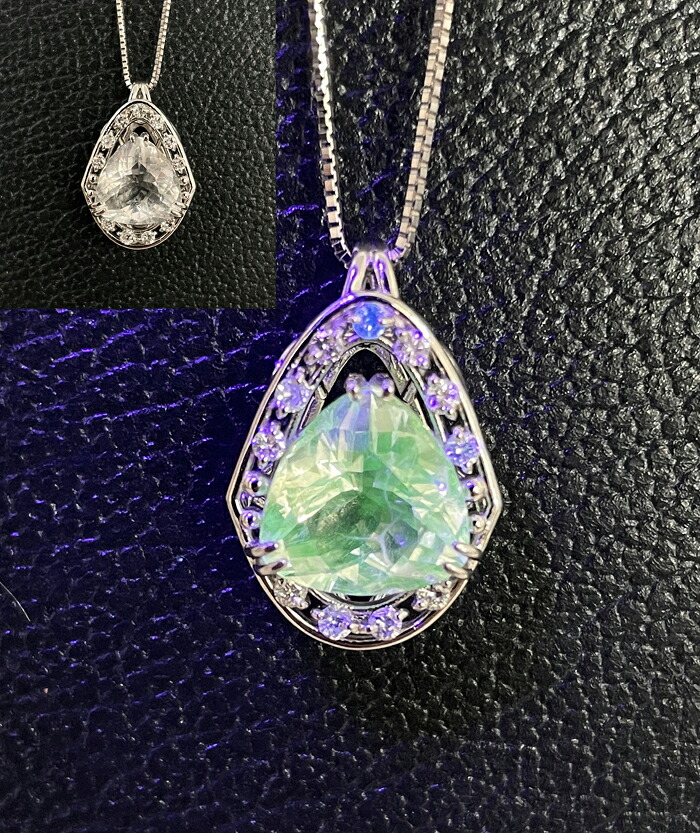 【P2倍+クーポン】ハイアライトオパールペンダント 2.74ct ダイヤモンド オパール トリリアント 誕生石 蛍光色 紫外線 おしゃれ 珍しい 希少 メンズ レディース 現品限り 一点もの