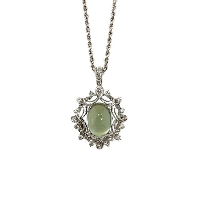 【P2倍+クーポン】K18WG プレナイトペンダント 5.1ct ダイヤモンド ネックレス おしゃれ 可愛い かわいい レディース プレゼント 現品限り 一点もの