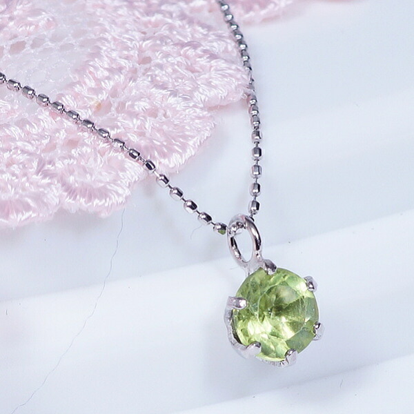 PT 0.5ct ペリドットペンダント ネックレス ラウンド プラチナ