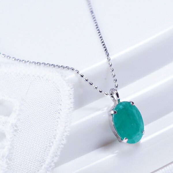 PT 0.6ct エメラルドペンダント ネックレス オーバルカット プラチナ 5月誕生石 20P05Sep15