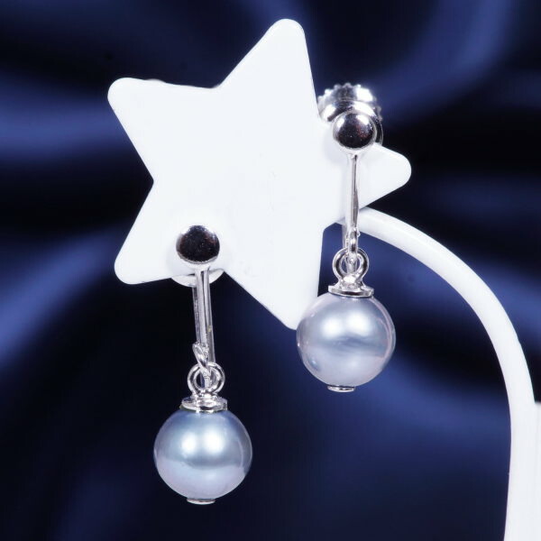 Angold Rakuten Global Market Special Offer Gifts Akoya Pearl Special Offer Gifts Akoya Pearl Earrings Dangling Silver 6 Mm Grey