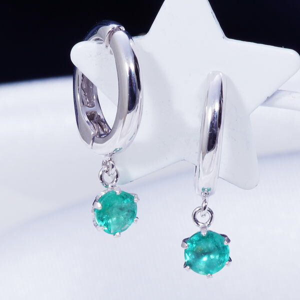 K14WG 0.5ct エメラルド ピアリング 14金 ホワイトゴールド 0.5カラット ラウンド 5月誕生石　ギフト　結婚式 101,640円