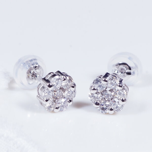Angold Special Offer Platinum Finest Catched Cupid Diamond Special Offer Platinum Finest Catched Cupid Diamond Elegant Flower Design Earrings Total 0 5 Carats