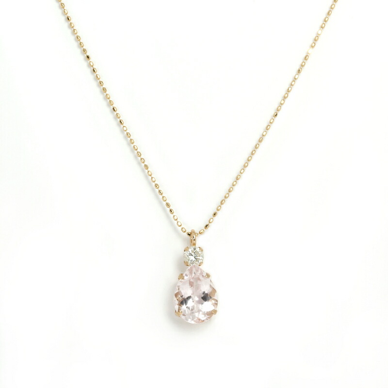 楽天市場】K18PG モルガナイトペンダント 0.8ct ペアシェイプ 45cm