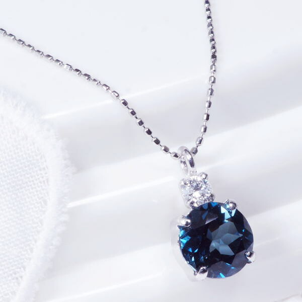 PT 1ct ロンドンブルートパーズ ペンダント ダイヤ 0.05ct プラチナ ラウンドカット 11月誕生石 42,900円