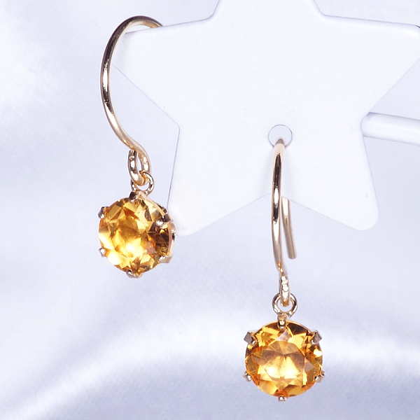 K18 0.8ct シトリンピアス ラウンド アメリカン 0.8カラット 11月誕生石　ギフト　結婚式