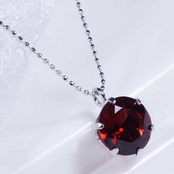 PT 1.3ct ガーネットペンダント ラウンド １月誕生石 45cm　ギフト　結婚式｜I Love ジュエリー