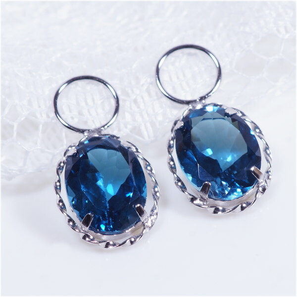 PT 2.8ct ロンドンブルートパーズチャーム オーバルミックス 計2.8カラット （ピアス・イヤリング用） プラチナ　 11月誕生石　ギフト　結婚式｜I Love ジュエリー