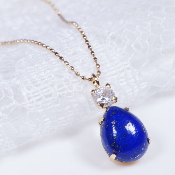 本物保証 ネックレス ペンダント カボション ペンダントネックレス ダイヤ ラピスラズリ ハーフ 12月誕生石 フリーアジャスター 45cm 18金 ドロップ ティア Gs Louislegrand Com