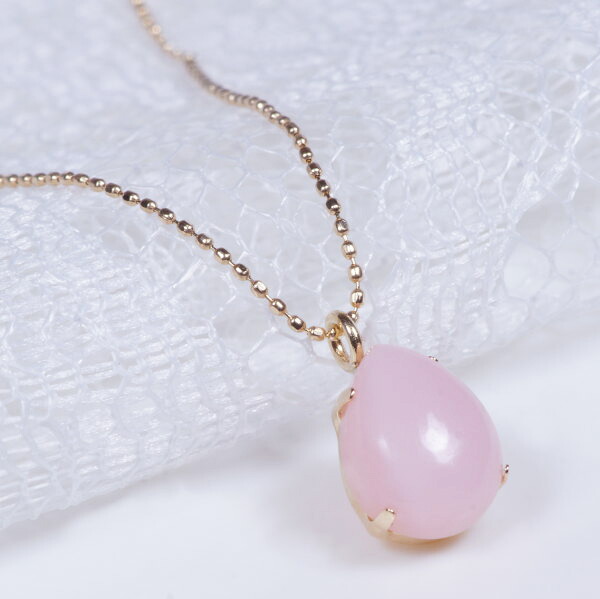 K18 0.8ct ピンクオパール ペンダント ネックレス カボション 18金 45cm 10月誕生石 ｜I Love ジュエリー