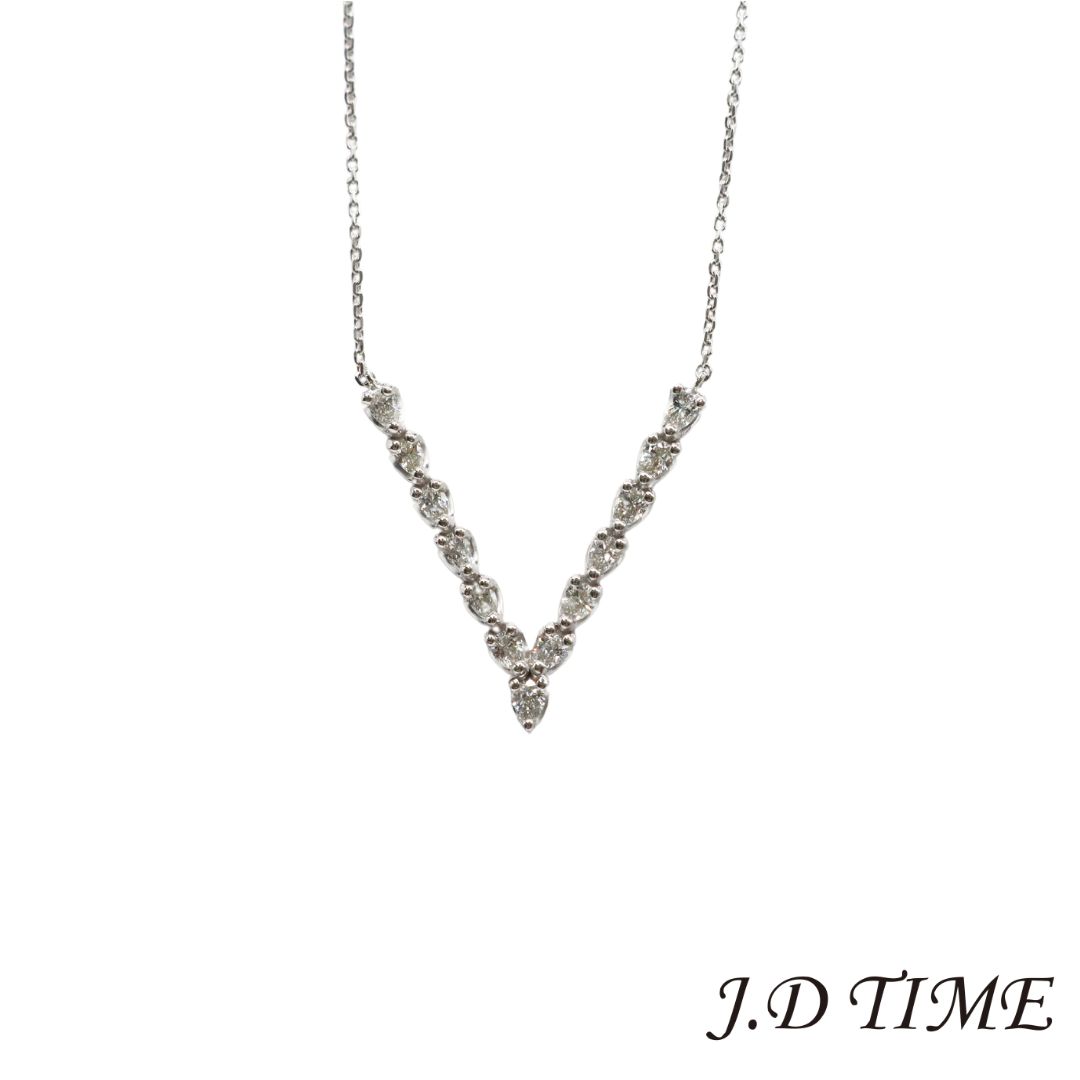 K18WG V字ダイヤモンド ペンダント MサイズD0.48ct レディース【新品】｜JD　TIME
