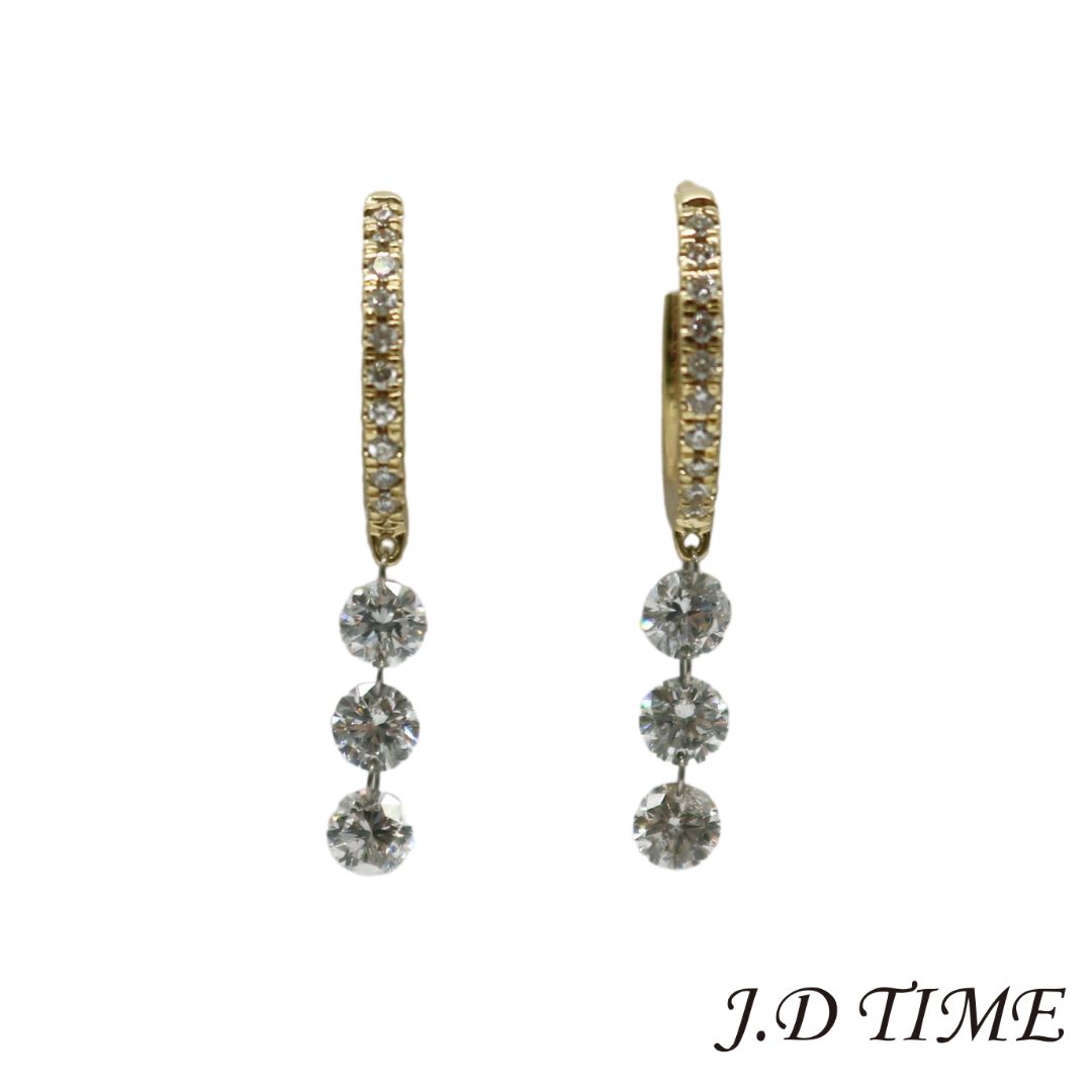 K18YG ダイヤモンドスウィングフープピアスD1.20ct レディース【新品】｜JD　TIME